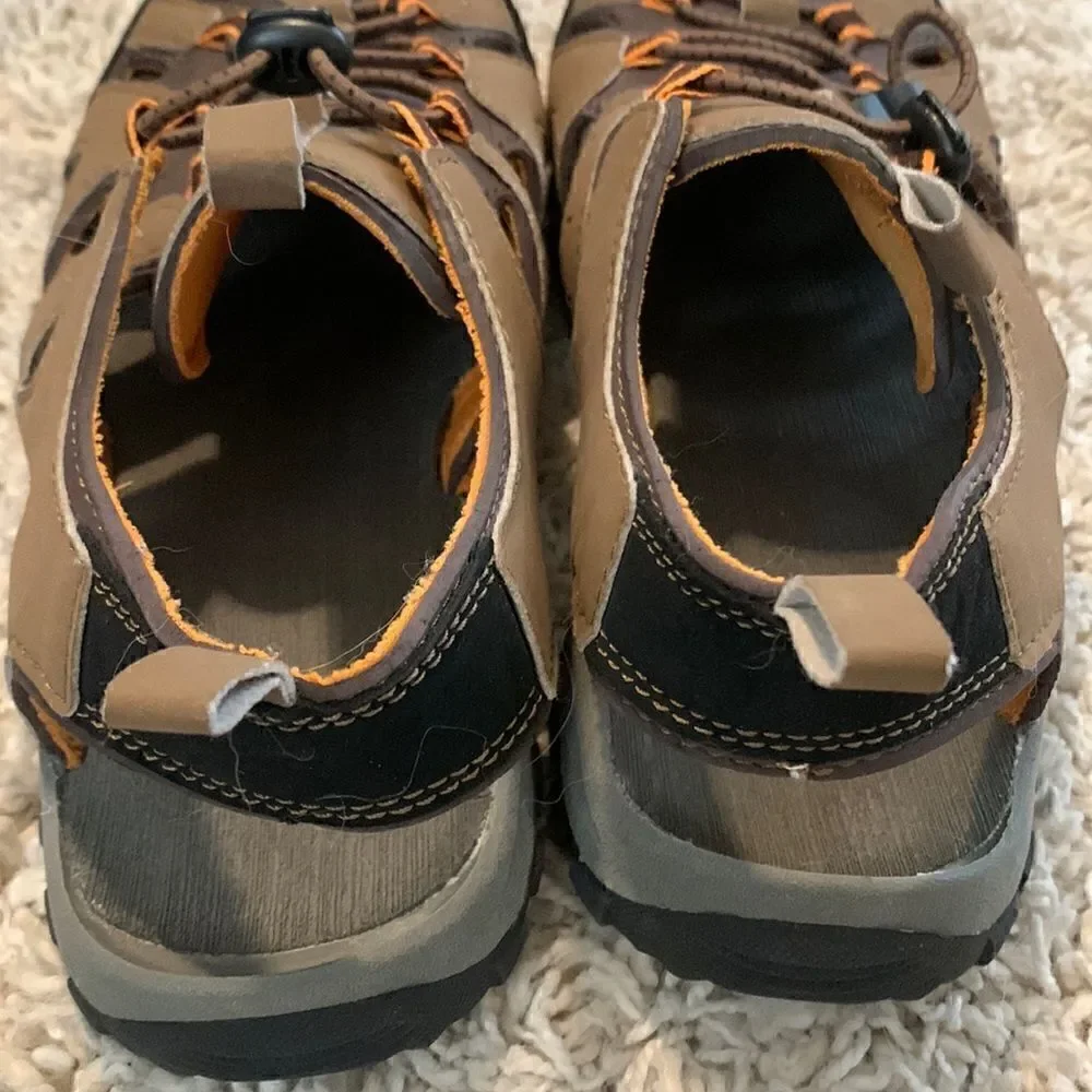 North side EUC brown/orange open back hiking shoes Size 5